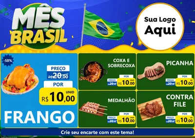 Modelo de Encarte para Encarte A4 Horizontal com o tema Mês do Brasil para Assados