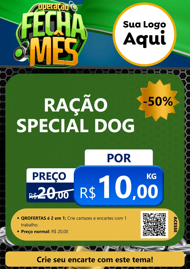 Modelo de Cartaz para Cartaz A4 Vertical com o tema Operação Fecha Mês para Pet Shop