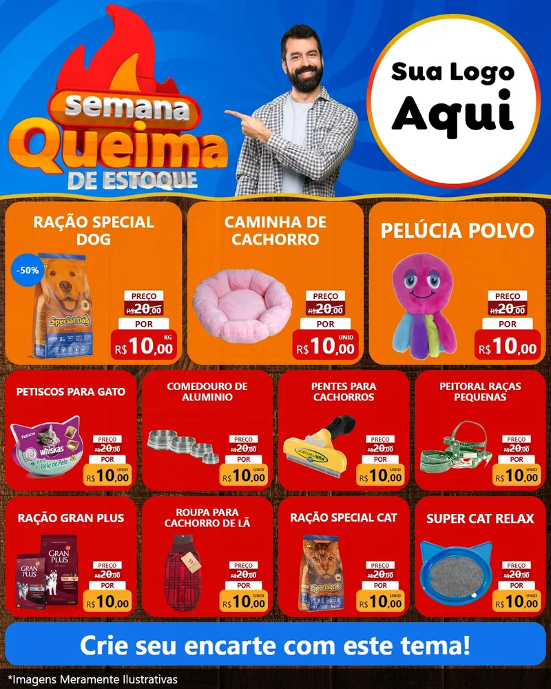 Modelo de Rede Social para Feed Instagram com o tema Semana Queima de Estoque para Pet Shop