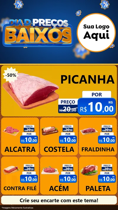 Modelo de Rede Social para Stories com o tema Dia D Preço Baixo para Açougue