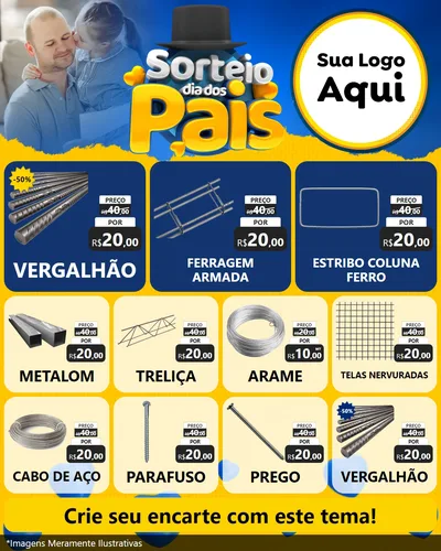 Modelo de Rede Social para Feed Instagram com o tema Sorteio Dia Dos Pais para Ferragens