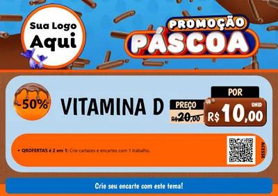 Modelo de Cartaz para Cartaz A4 Horizontal com o tema Promoção Páscoa para Farmácia