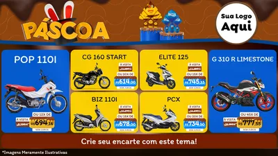 Modelo de TV para TV Horizontal com o tema Páscoa para Concessionaria de Motos