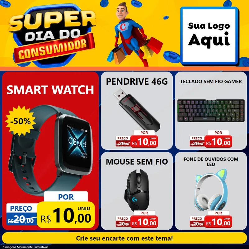 Modelo de Rede Social para Feed Facebook com o tema Super Dia do Consumidor para Informática
