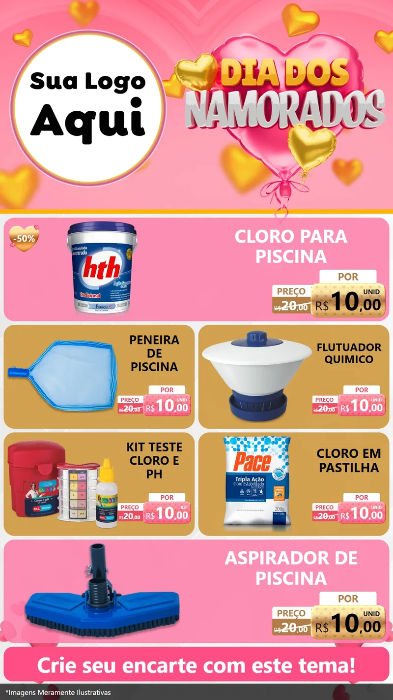 Modelo de TV para TV Vertical com o tema Dia dos Namorados para Produtos para Piscina