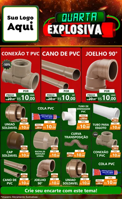 Modelo de Encarte para Encarte Grande com o tema Quarta Explosiva para Tubos e conexões