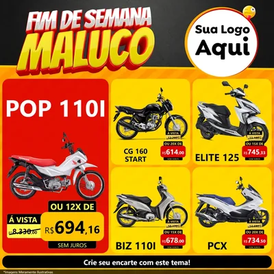 Modelo de Rede Social para Feed Facebook com o tema Final de Semana Maluco para Concessionaria de Motos