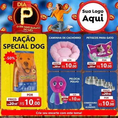 Modelo de Rede Social para Feed Facebook com o tema Dia P - O Dia Mais Barato Do Mês para Pet Shop