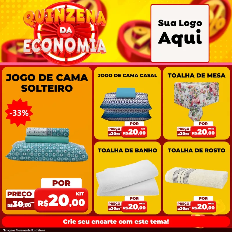 Modelo de Rede Social para Feed Facebook com o tema Quinzena Da Economia para Cama, Mesa e Banho