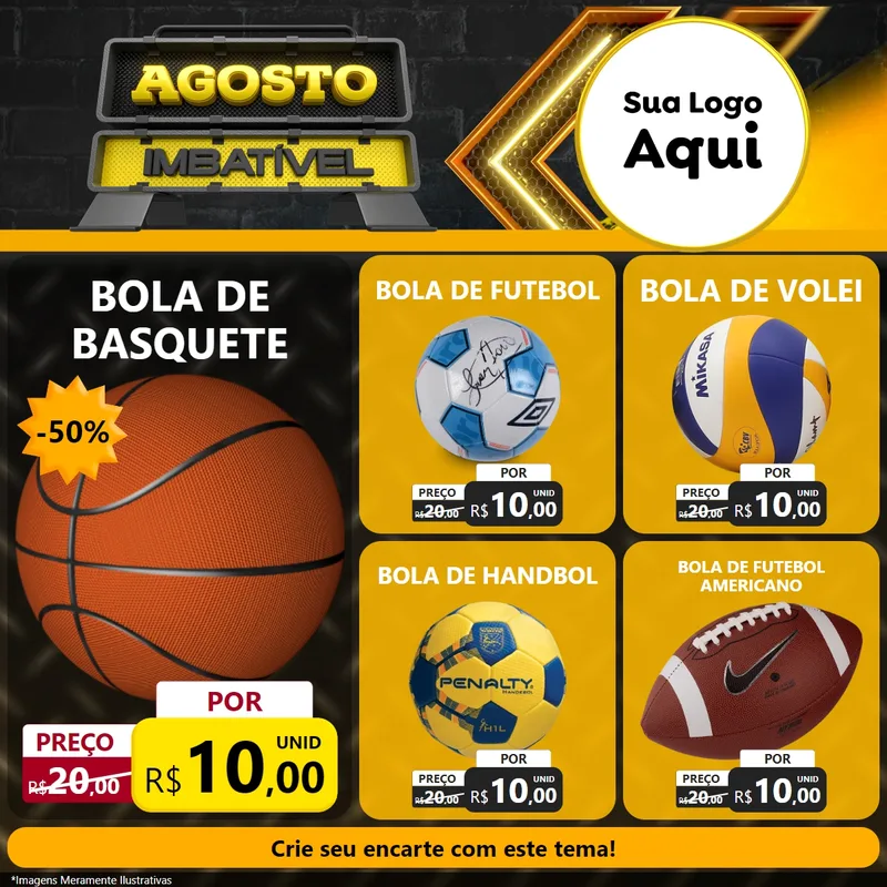 Modelo de Rede Social para Feed Facebook com o tema Agosto Imbatível para Artigos Esportivos