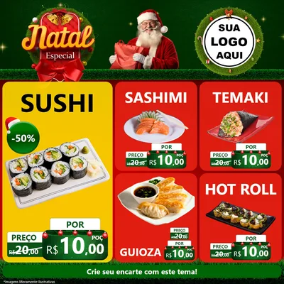 Modelo de Rede Social para Feed Facebook com o tema Natal Especial para Comida japonesa