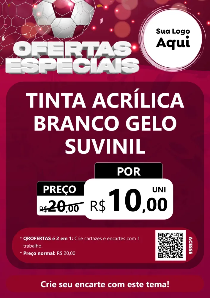 Modelo de Cartaz para Cartaz A4 Vertical com o tema Ofertas Especiais - Futebol para Tintas e Ferramentas