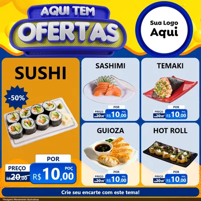 Modelo de Rede Social para Feed Facebook com o tema Aqui Tem Ofertas para Comida japonesa