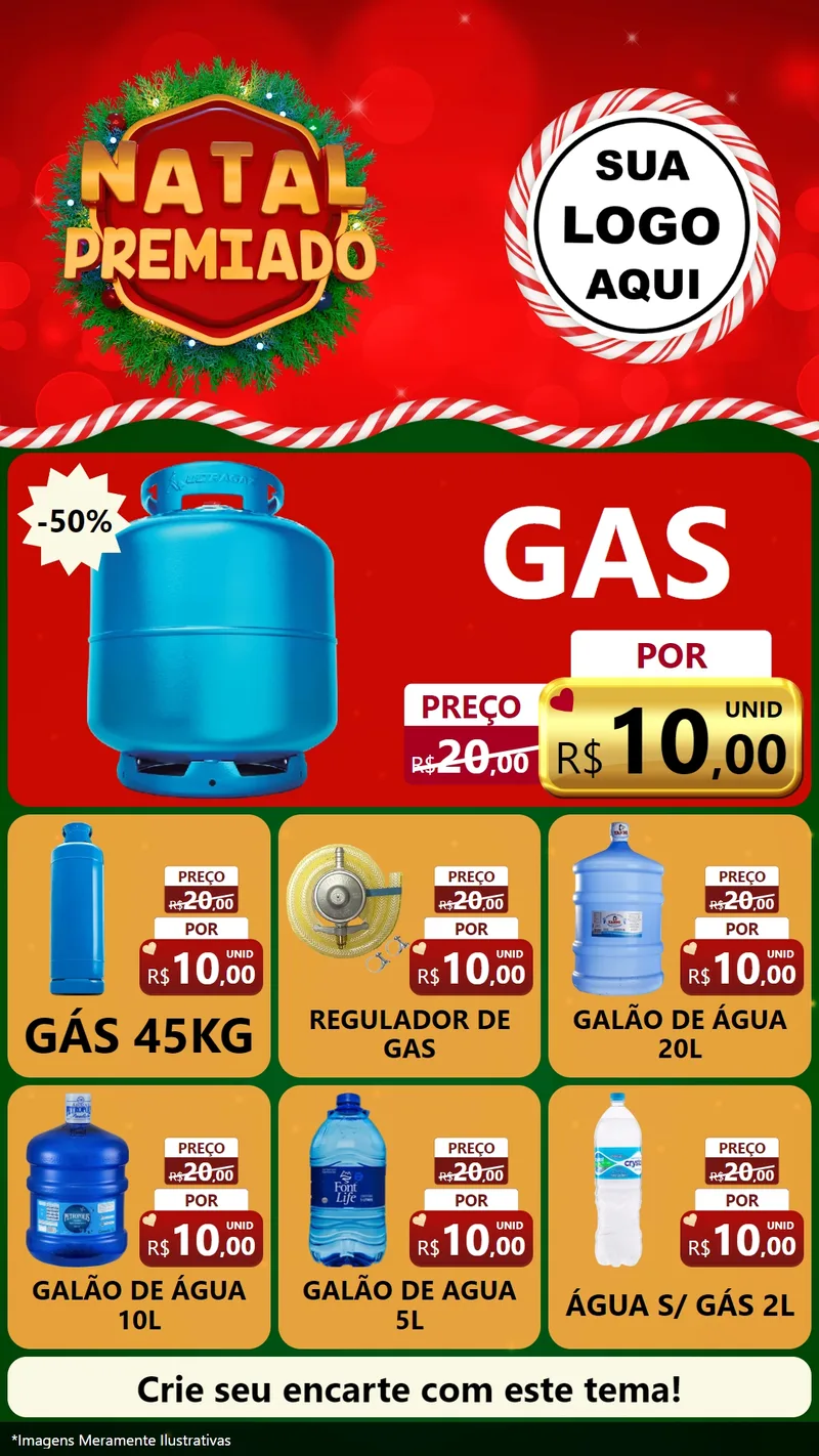 Modelo de Rede Social para Stories com o tema Natal Premiado para Água e gás