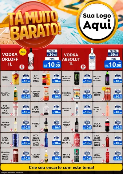 Modelo de Encarte para Encarte A4 Vertical com o tema Está Muito Barato para Distribuidora de bebidas