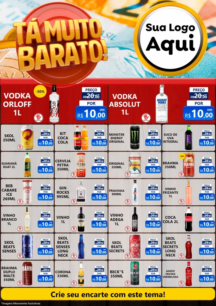 Modelo de Encarte para Encarte A4 Vertical com o tema Está Muito Barato para Distribuidora de bebidas