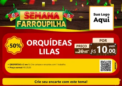 Modelo de Cartaz para Cartaz A4 Horizontal com o tema Semana Farroupilha para Floricultura e jardim