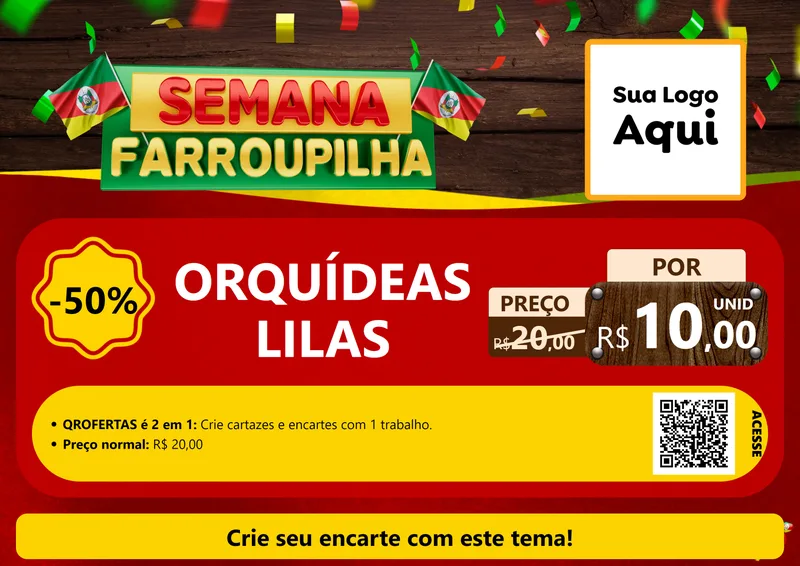 Modelo de Cartaz para Cartaz A4 Horizontal com o tema Semana Farroupilha para Floricultura e jardim