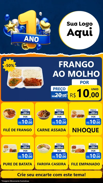Modelo de Rede Social para Stories com o tema Um Ano de Aniversário para Restaurante