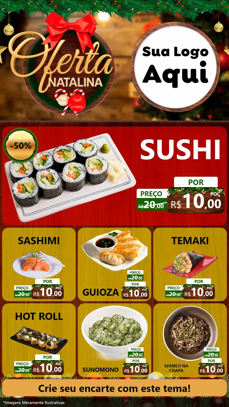 Modelo de Rede Social para Stories com o tema Ofertas Natalina para Comida japonesa