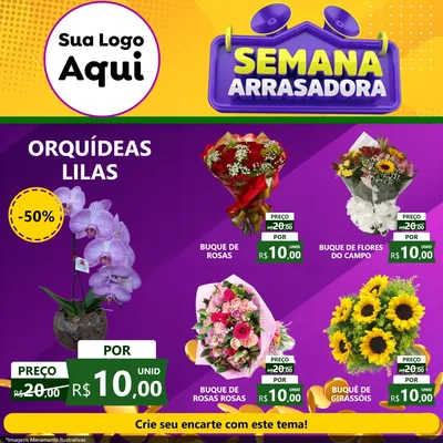 Modelo de Rede Social para Feed Facebook com o tema Semana Arrasadora para Floricultura e jardim