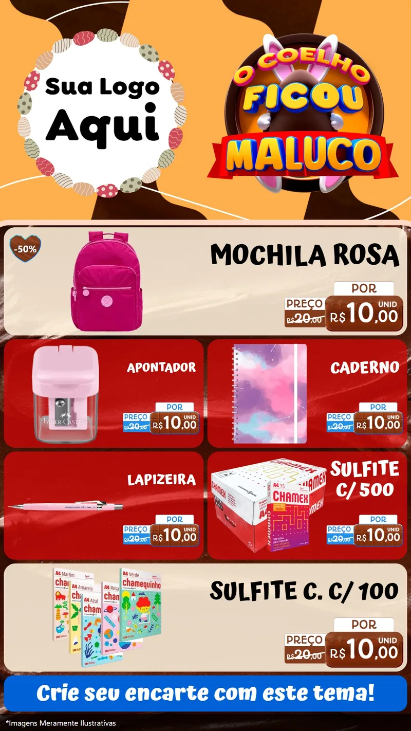 Modelo de TV para TV Vertical com o tema O Coelho Ficou Maluco - Páscoa para Papelaria