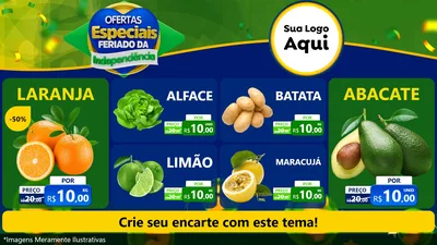 Modelo de TV para TV Horizontal com o tema Ofertas Especiais Feriado da Independência para Hortifrúti