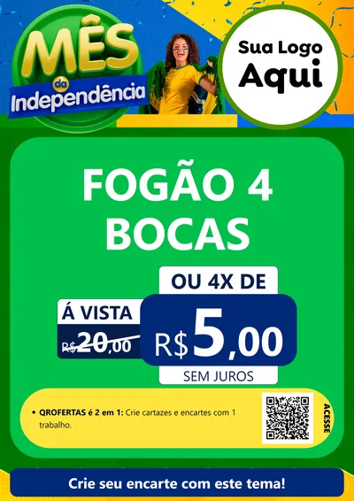 Modelo de Cartaz para Cartaz A4 Vertical com o tema Mês da Independência para Móveis e Eletro