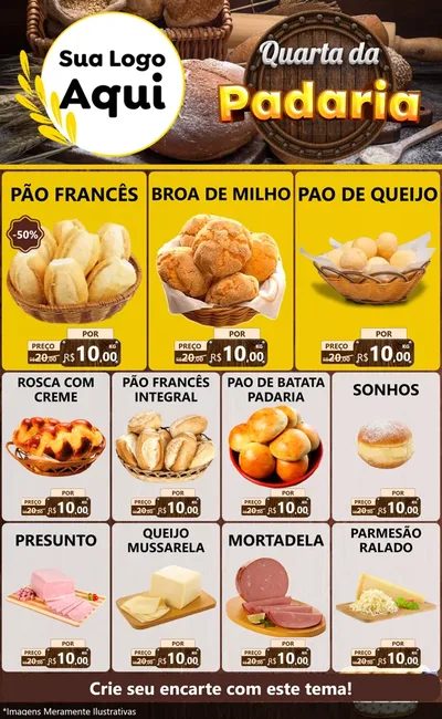 Modelo de Encarte para Encarte Grande com o tema Quarta da Padaria para Padaria