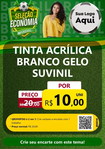 Modelo de Cartaz para Cartaz A4 Vertical com o tema Seleção de Economia - Copa para Tintas e Ferramentas