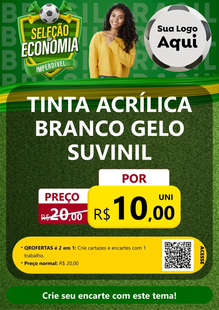 Modelo de Cartaz para Cartaz A4 Vertical com o tema Seleção de Economia - Copa para Tintas e Ferramentas