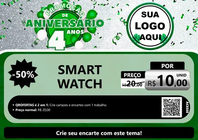Modelo de Cartaz para Cartaz A4 Horizontal com o tema Promoção de Aniversário - 4 Anos para Informática