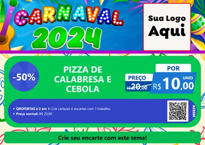 Modelo de Cartaz para Cartaz A4 Horizontal com o tema Carnaval 2027 para Pizzaria