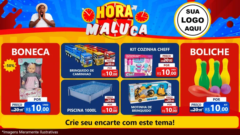 Modelo de TV para TV Horizontal com o tema Hora Maluca para Brinquedos