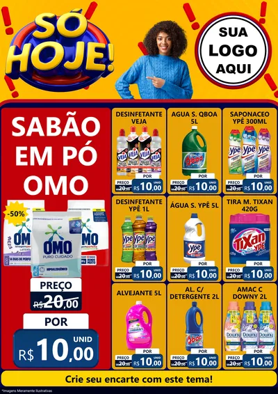 Modelo de Encarte para Encarte A4 Vertical com o tema Só Hoje! para Produtos de Limpeza