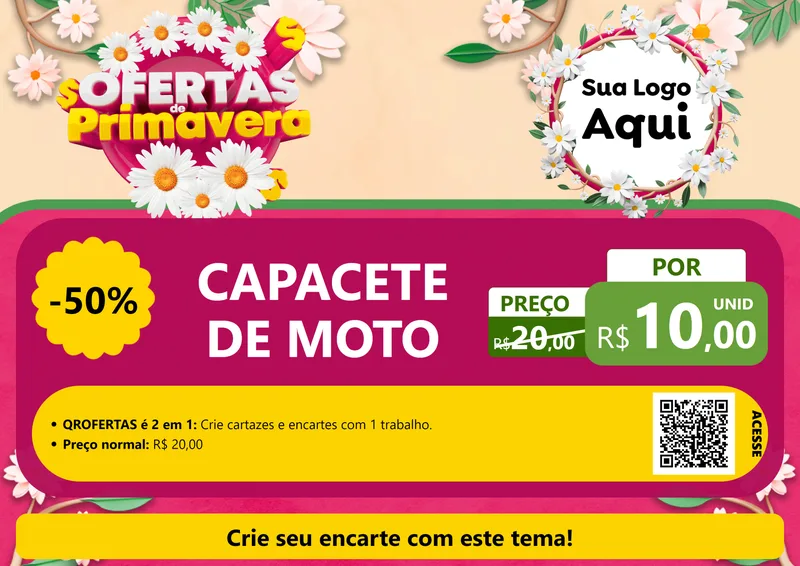 Modelo de Cartaz para Cartaz A4 Horizontal com o tema Ofertas de Primavera para Moto peças