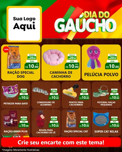 Modelo de Rede Social para Feed Instagram com o tema Dia do Gaúcho para Pet Shop