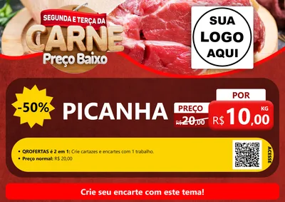 Modelo de Cartaz para Cartaz A4 Horizontal com o tema Segunda e Terça da Carne para Açougue