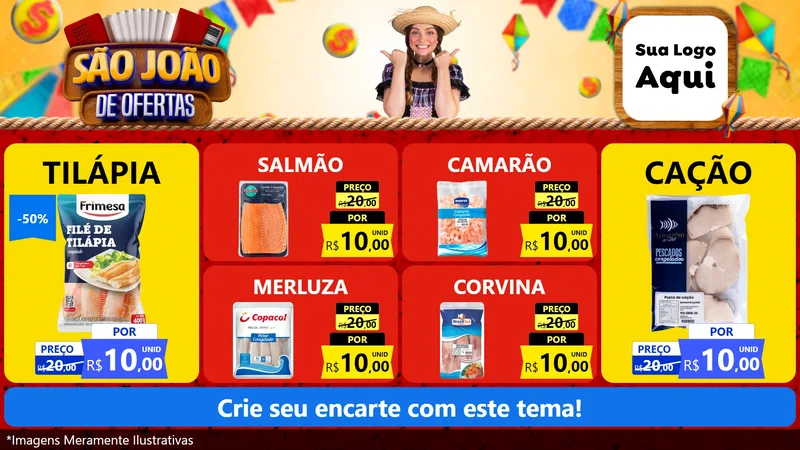 Modelo de TV para TV Horizontal com o tema São João de Ofertas para Peixaria