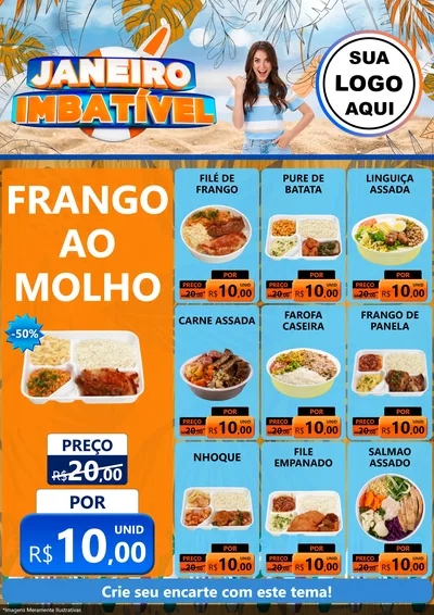 Modelo de Encarte para Encarte A4 Vertical com o tema Janeiro Imbatível para Restaurante