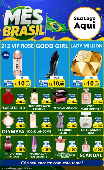 Modelo de Encarte para Encarte Grande com o tema Mês do Brasil para Perfumes