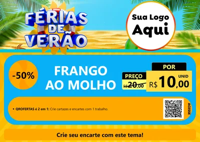 Modelo de Cartaz para Cartaz A4 Horizontal com o tema Férias de Verão para Restaurante