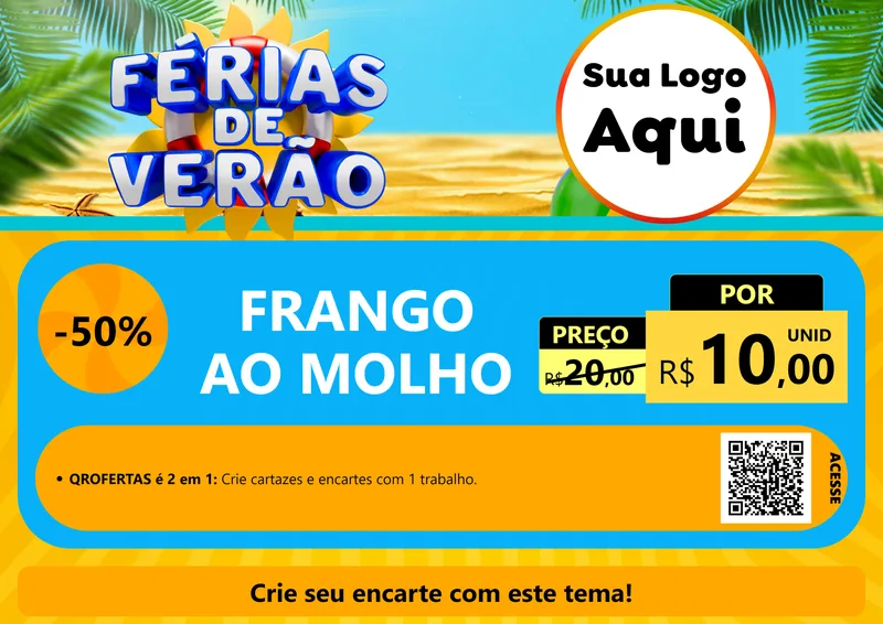 Modelo de Cartaz para Cartaz A4 Horizontal com o tema Férias de Verão para Restaurante
