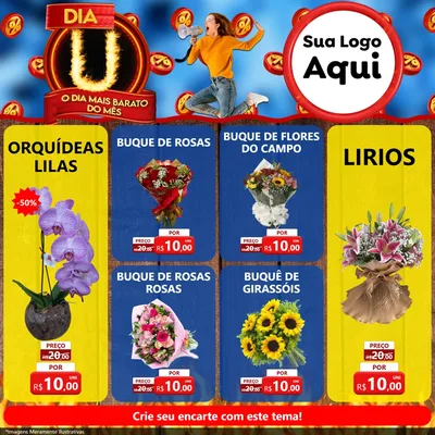 Modelo de Rede Social para Feed Facebook com o tema Dia U - O Dia Mais Barato Do Mês para Floricultura e jardim