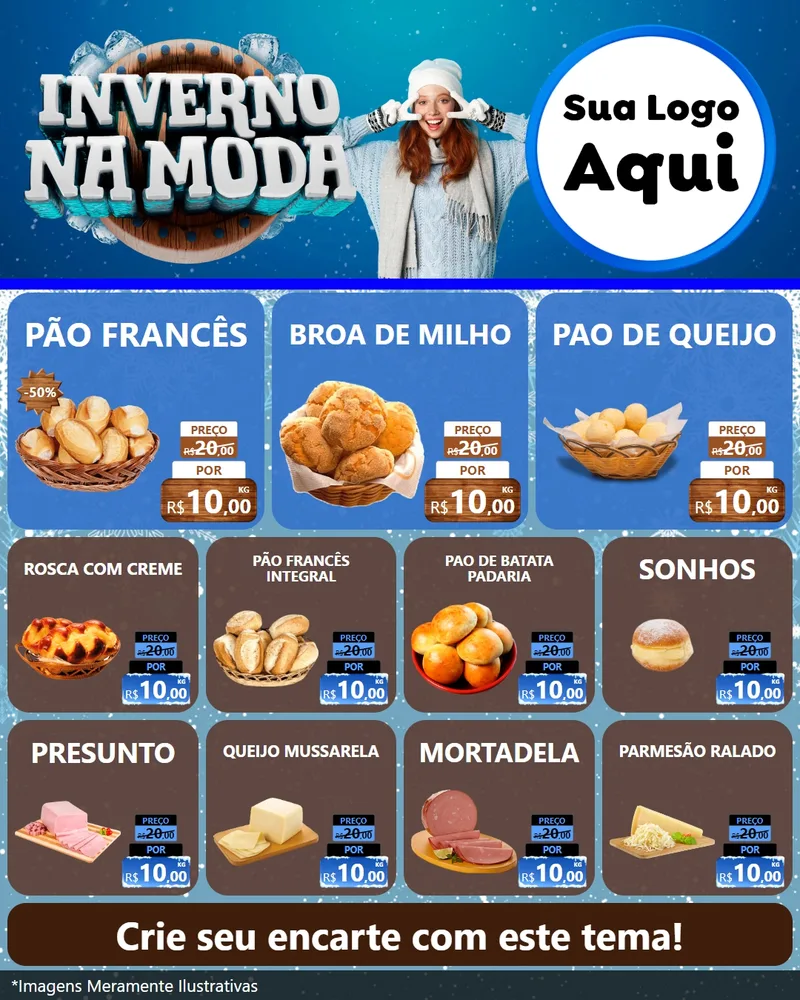 Modelo de Rede Social para Feed Instagram com o tema Inverno na Moda para Padaria