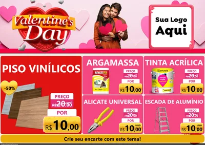 Modelo de Encarte para Encarte A4 Horizontal com o tema Valentine's Day para Material para Construção