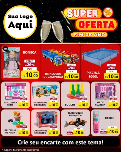 Modelo de Rede Social para Feed Instagram com o tema Super Oferta Fim de Ano para Brinquedos