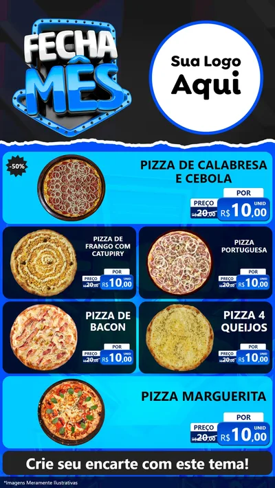 Modelo de TV para TV Vertical com o tema Fecha Mês para Pizzaria