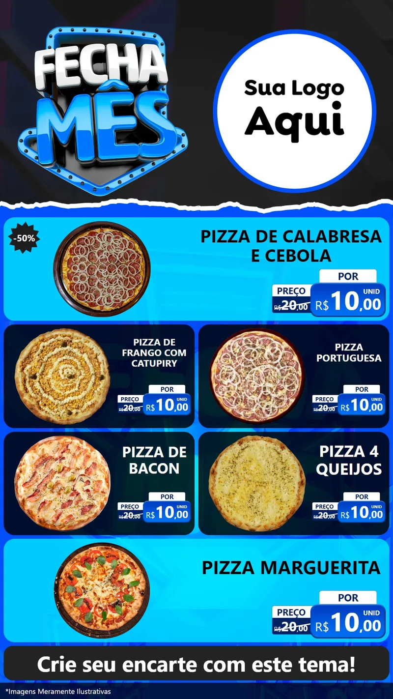 Modelo de TV para TV Vertical com o tema Fecha Mês para Pizzaria