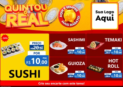 Modelo de Encarte para Encarte A4 Horizontal com o tema Quintou do Real para Comida japonesa